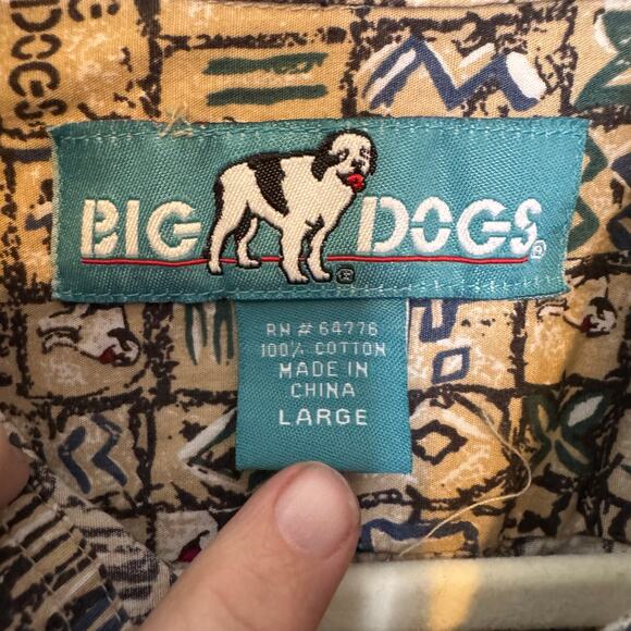 Y2K Big Dogs Vintage Style Tribal Print Button Shirt Men’s Large Cotton - Picture 4 of 6